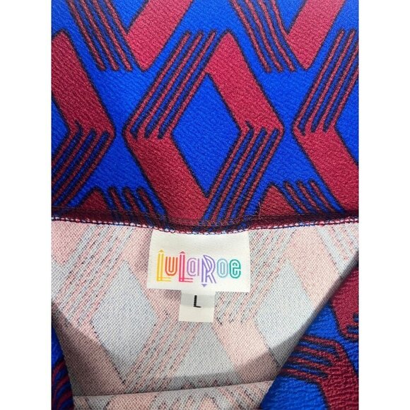LuLaRoe Cassie Women's Burgundy & Blue Skirt - Picture 5 of 6